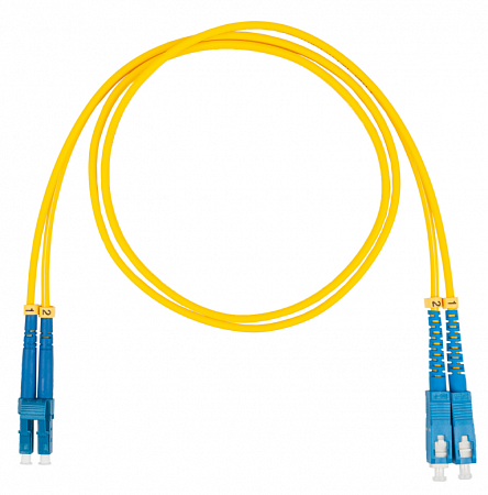 Шнур оптический коммутационный (патч-корд), LC-SC, дуплекс (duplex) OS2, нг(А)-HF, желтый, 2,0 м