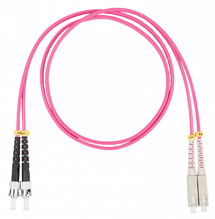 Шнур оптический коммутационный (патч-корд), SC-ST, дуплекс (duplex) OM4, нг(А)-HF, маджента, 3,0 м