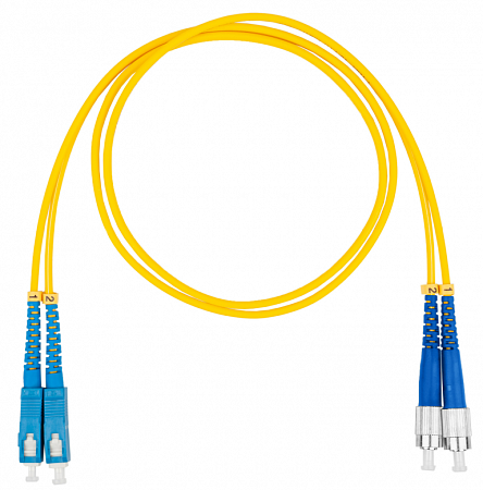 Шнур оптический коммутационный (патч-корд), SC-FC, дуплекс (duplex) OS2, нг(А)-HF, желтый, 0,5 м