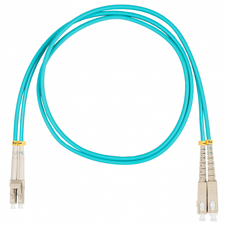 Шнур оптический коммутационный (патч-корд), LC-SC, дуплекс (duplex) OM3, нг(А)-HF, бирюзовый, 2,0 м