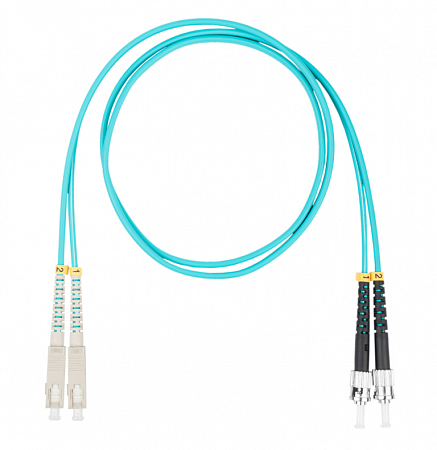 Шнур оптический коммутационный (патч-корд), SC-ST, дуплекс (duplex) OM3, нг(А)-HF, бирюзовый, 20 м