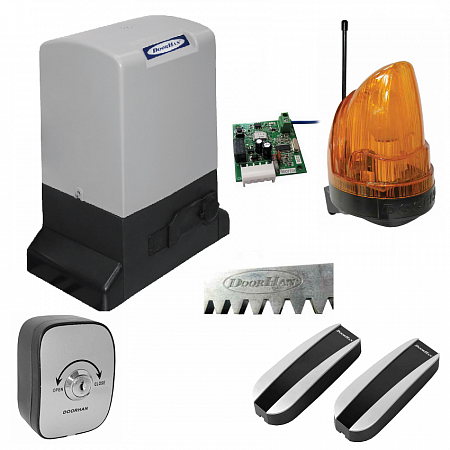 Doorhan SL-2100KIT комплект привода, в составе привода SLIDING-2100 со встроенным приемником, рейка DHRACK 4 шт,ключ-кнопка KEYSWITCH-N, фотоэлементы PHOTOCELL-N, сигнальная лампа LAMP