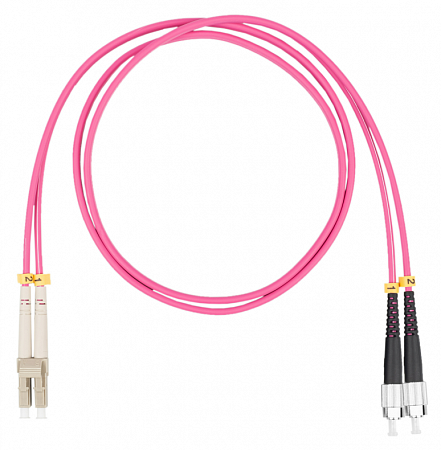 Шнур оптический коммутационный (патч-корд), LC-FC, дуплекс (duplex) OM4, нг(А)-HF, маджента, 20 м