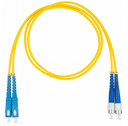 Шнур оптический коммутационный (патч-корд), SC-FC, дуплекс (duplex) OS2, нг(А)-HF, желтый, 2,0 м