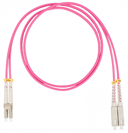 Шнур оптический коммутационный (патч-корд), LC-SC, дуплекс (duplex) OM4, нг(А)-HF, маджента, 1,0 м