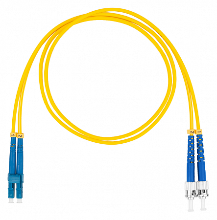 Шнур оптический коммутационный (патч-корд), LC-ST, дуплекс (duplex) OS2, нг(А)-HF, желтый, 15 м