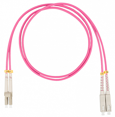 Шнур оптический коммутационный (патч-корд), LC-SC, дуплекс (duplex) OM4, нг(А)-HF, маджента, 10 м