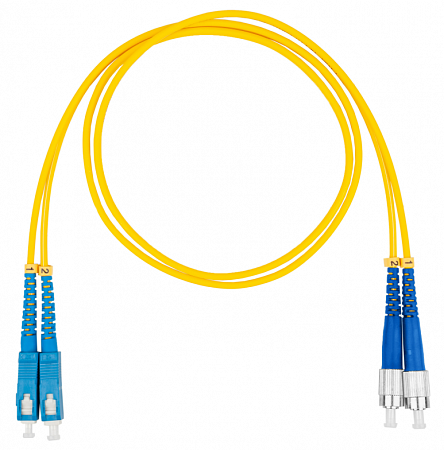 Шнур оптический коммутационный (патч-корд), SC-FC, дуплекс (duplex) OS2, нг(А)-HF, желтый, 1,5 м