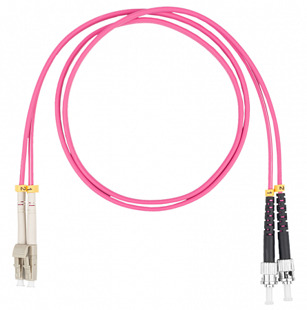 Шнур оптический коммутационный (патч-корд), LC-ST, дуплекс (duplex) OM4, нг(А)-HF, маджента, 10 м