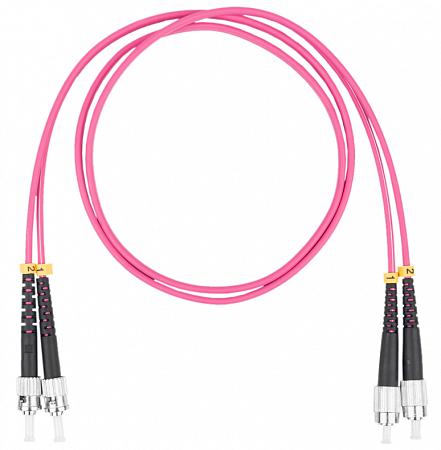 Шнур оптический коммутационный (патч-корд), FC-ST, дуплекс (duplex) OM4, нг(А)-HF, маджента, 1,5 м