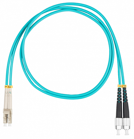 Шнур оптический коммутационный (патч-корд), LC-FC, дуплекс (duplex) OM3, нг(А)-HF, бирюзовый, 10 м