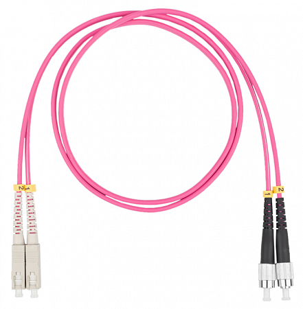 Шнур оптический коммутационный (патч-корд), SC-FC, дуплекс (duplex) OM4, нг(А)-HF, маджента, 1,0 м