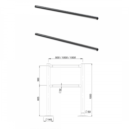 OXGARD Поручень ограждения двойной L=1440мм (ВЗР1996.05-03)