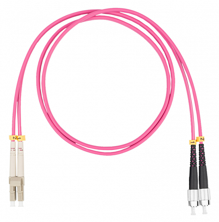 Шнур оптический коммутационный (патч-корд), LC-FC, дуплекс (duplex) OM4, нг(А)-HF, маджента, 1,5 м