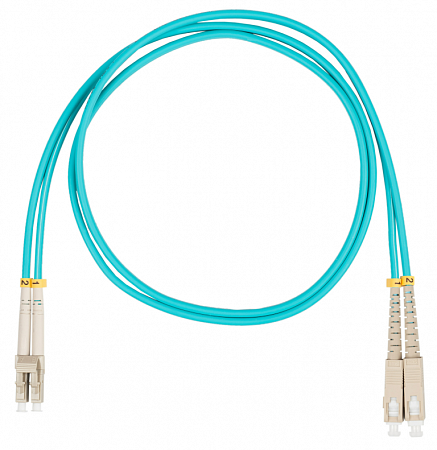 Шнур оптический коммутационный (патч-корд), LC-SC, дуплекс (duplex) OM3, нг(А)-HF, бирюзовый, 10 м