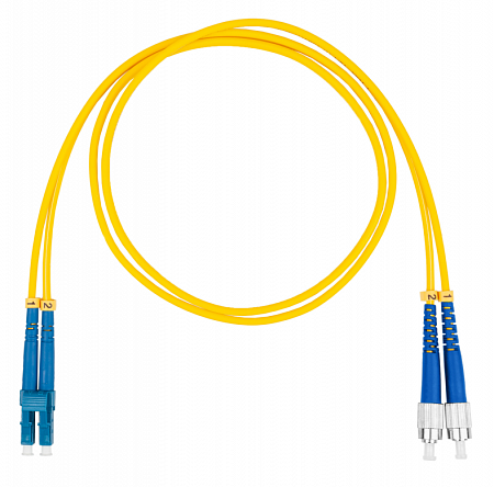 Шнур оптический коммутационный (патч-корд), LC-FC, дуплекс (duplex) OS2, нг(А)-HF, желтый, 20 м