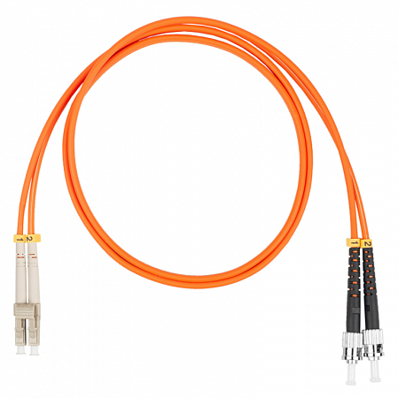 Шнур оптический коммутационный (патч-корд), LC-ST, дуплекс (duplex) OM2, нг(А)-HF, оранжевый, 15 м
