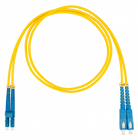 Шнур оптический коммутационный (патч-корд), LC-SC, дуплекс (duplex) OS2, нг(А)-HF, желтый, 1,5 м