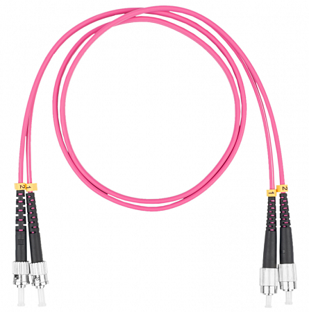 Шнур оптический коммутационный (патч-корд), FC-ST, дуплекс (duplex) OM4, нг(А)-HF, маджента, 2,0 м