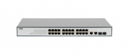 Roxton UNS-1024F2SP Неуправляемый сетевой коммутатор, порт 10/100 Мбит/сх24, порт TFх2, порт SFPх2, PoE+(IEEE 802.3at-2009), 1U