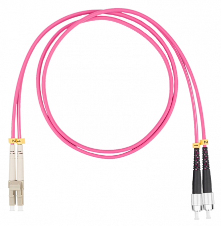 Шнур оптический коммутационный (патч-корд), LC-FC, дуплекс (duplex) OM4, нг(А)-HF, маджента, 15 м