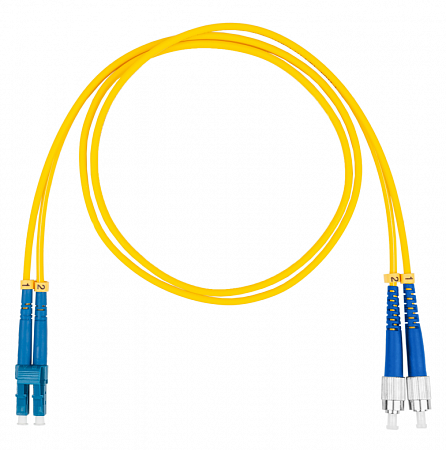 Шнур оптический коммутационный (патч-корд), LC-FC, дуплекс (duplex) OS2, нг(А)-HF, желтый, 0,5 м