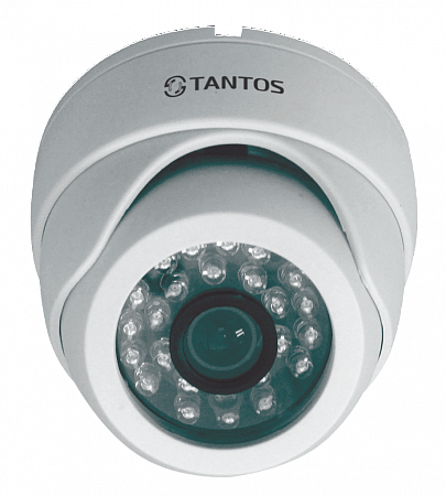 Tantos TSi - Dle11F (3.6) 1Mp Купольная видеокамера, IP, антивандальная, 1/3” Aptina CMOS, 1280х960, 0.1лк(цвет)/0.01лк(ч/б)/0лк(с ИК), ИК - подсветка до 15м, от 0 до +50°С, DC12V