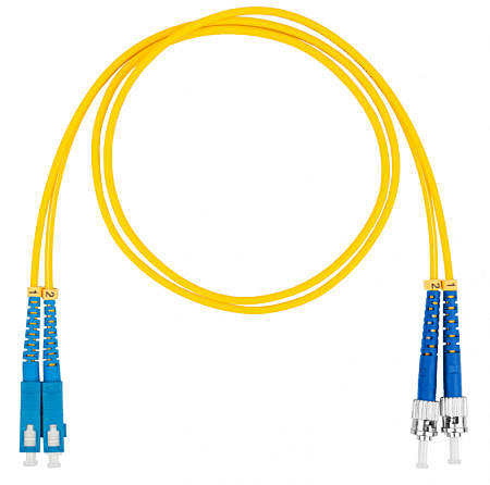 Шнур оптический коммутационный (патч-корд), SC-ST, дуплекс (duplex) OS2, нг(А)-HF, желтый, 0,5 м